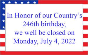 4th of July closure